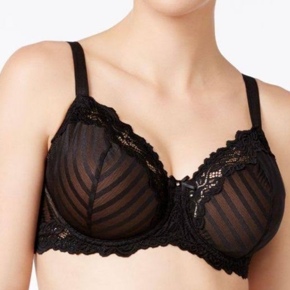 Lunaire Whimsy Barbados Lace Demi Black Bra 15211 Size Women's 38C - Picture 2 of 11